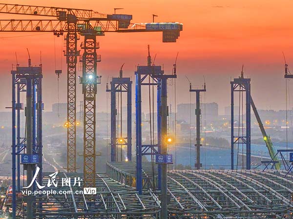 新建上海至南京至合肥高鐵南通站站房建設有序